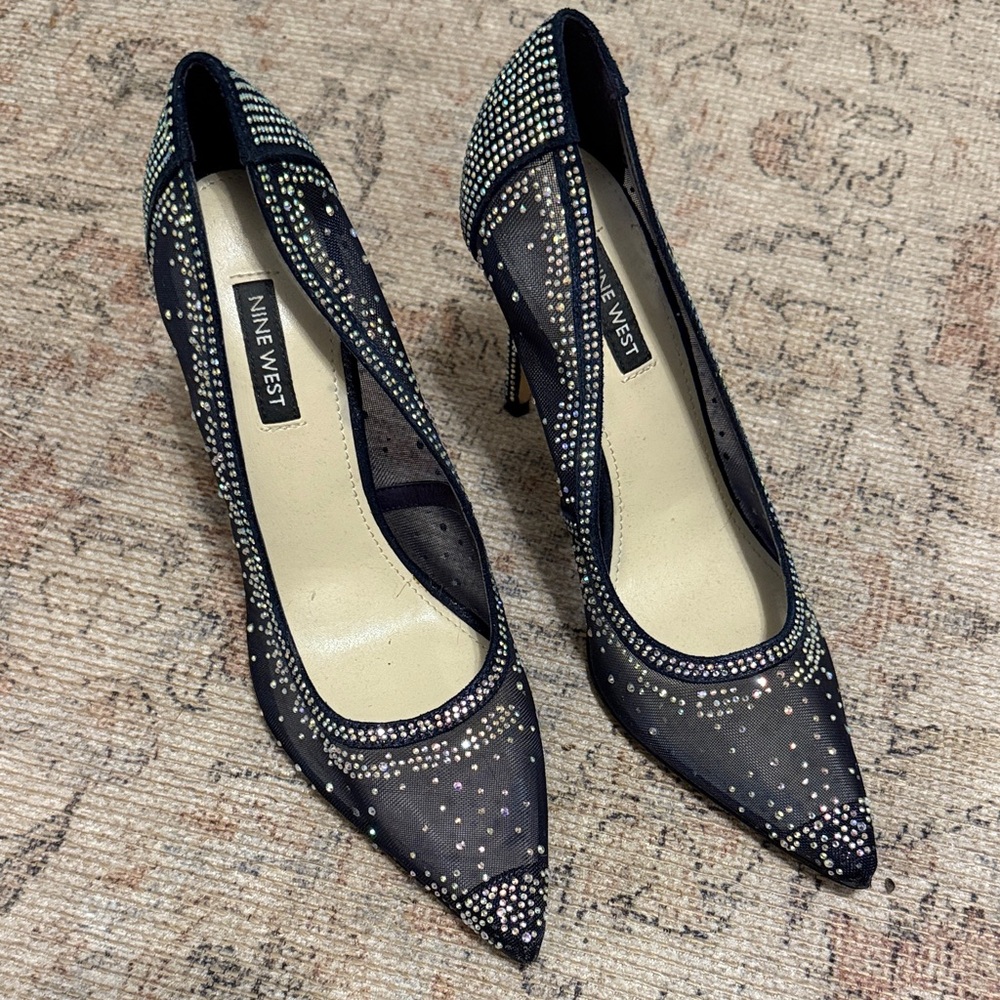 Nine West Rhinestone Mesh Stiletto Size 7.5